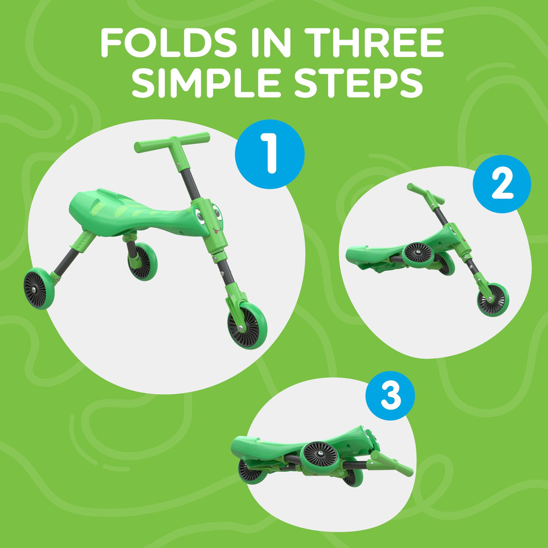 Scuttlebug 3-Wheel Foldable Ride-On Tricycle - Grasshopper Design for 1-3 Year Olds