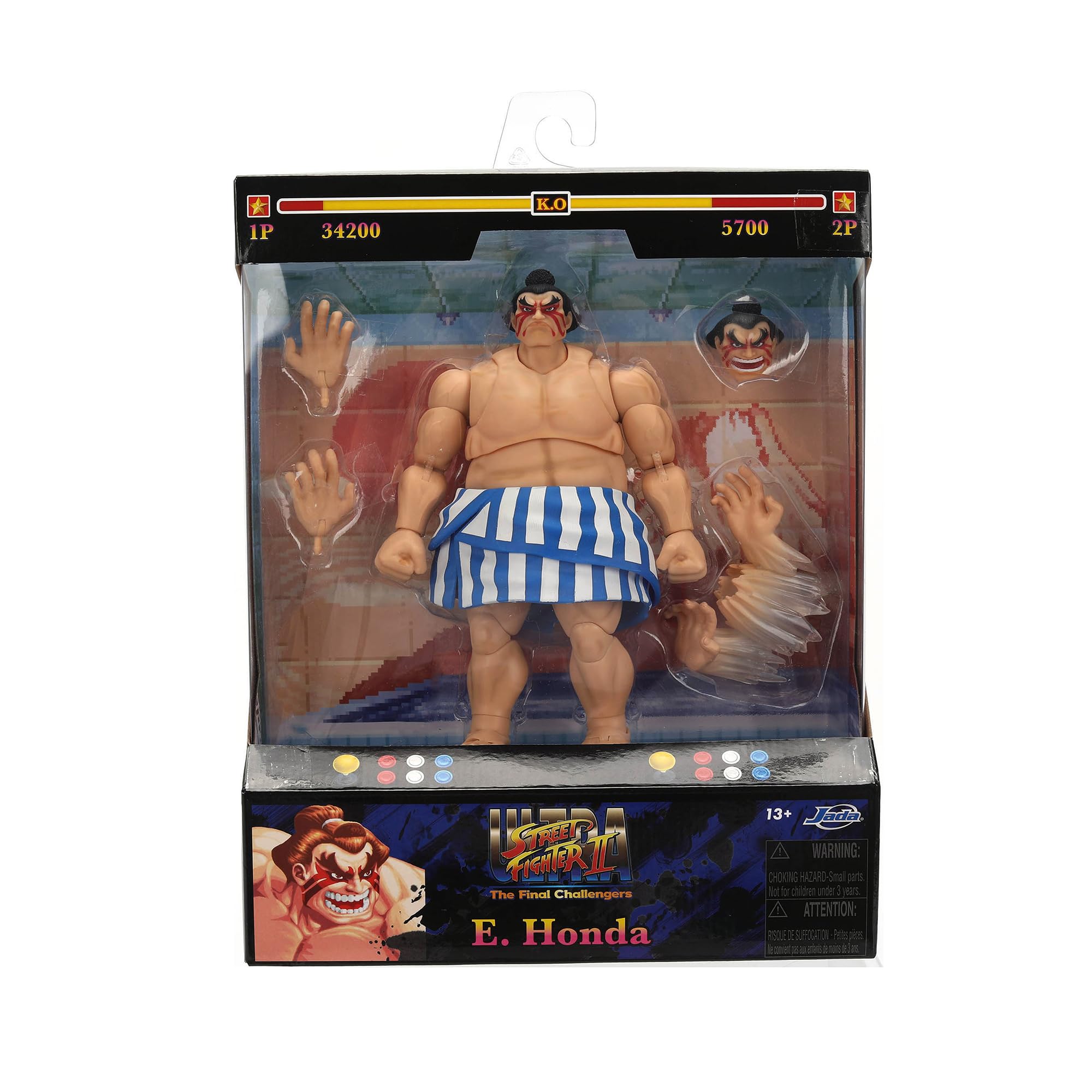 Jada Street Fighter II E. Honda Action Figure - 16 cm Tall, Fully Articulated, Collector Packaging 7