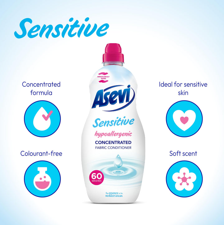 Asevi - Sensitive Fabric Conditioner Liquid (1.38L, 60 Washes)