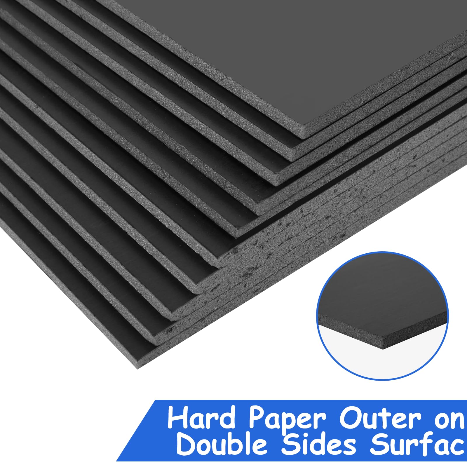 ASelected Foam Boards - 10 Pack A4 Black Polystyrene Sheets | 5mm Thick | High Density 5