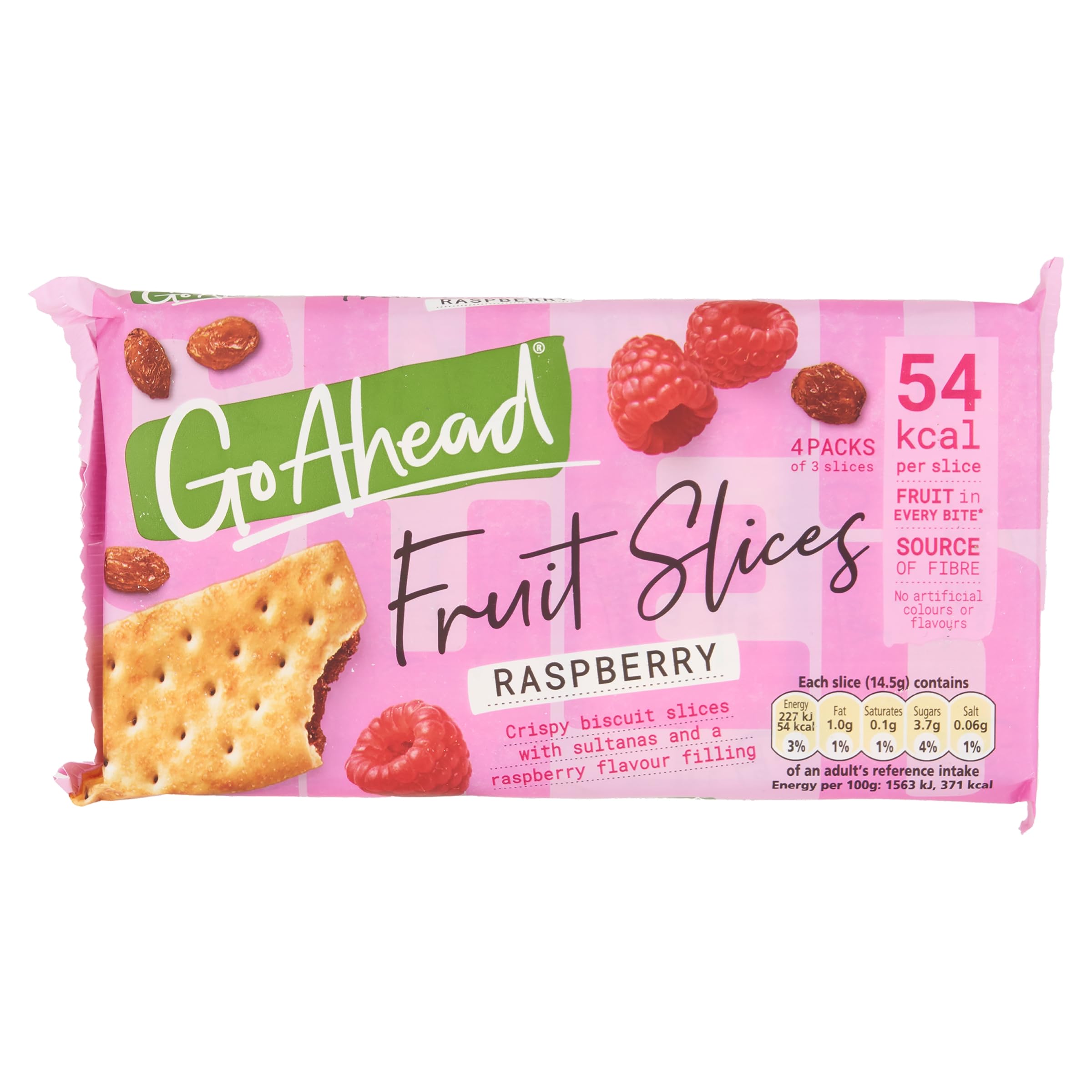 Go Ahead Raspberry Crispy Fruit Slices Snack Bars - 4 x 43.6 g Multipack 6