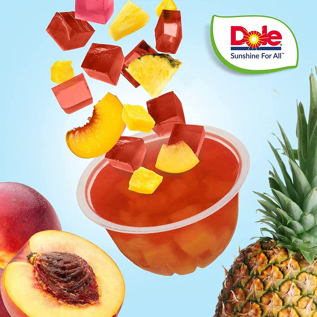 Dole Mixed Fruit in Peach Jelly - 12 x 123g Pots, 100% Natural Fruit Snack with No Added Sugar