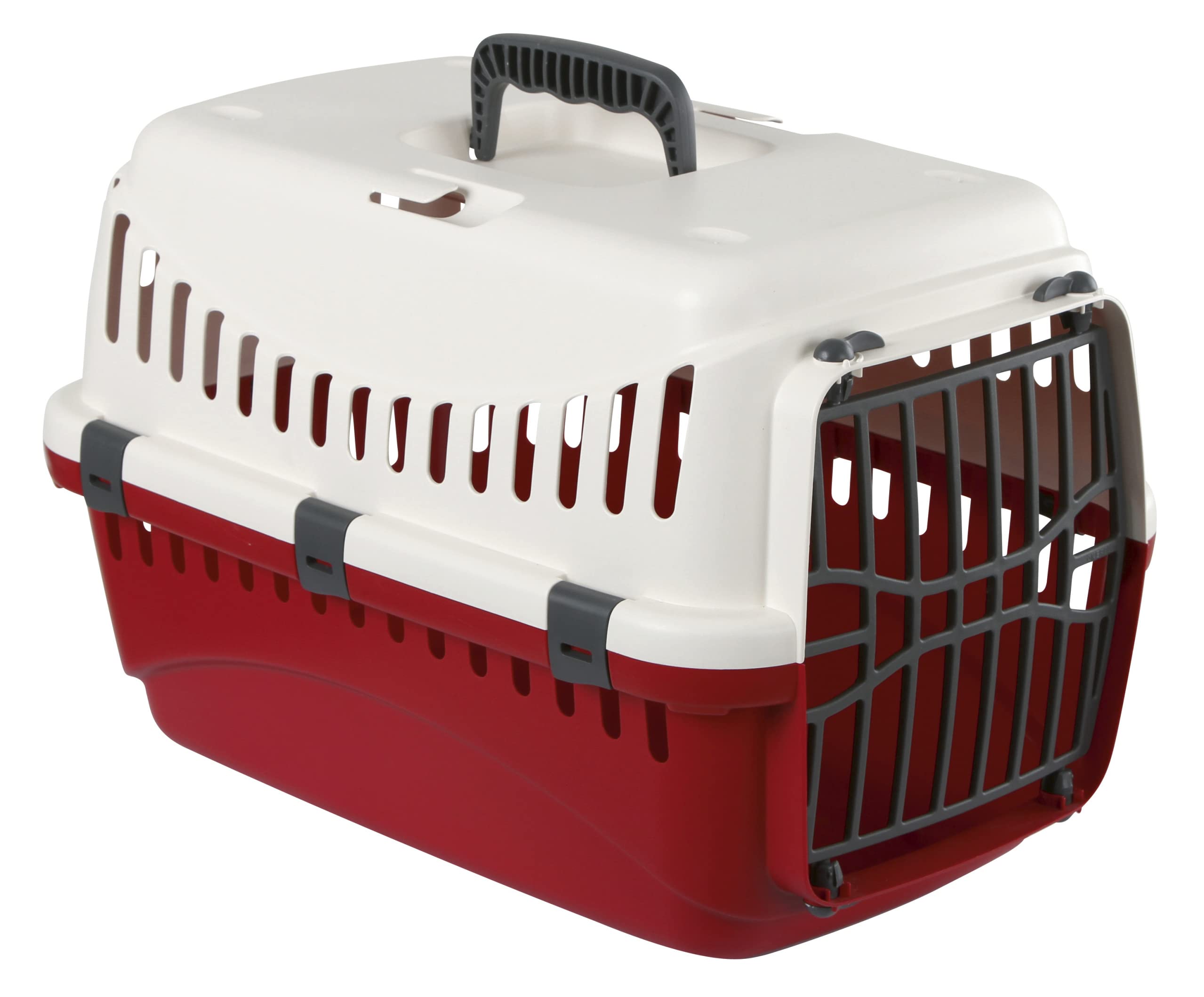 Kerbl Pet Transport Box Expedion with Plastic Door | 45 x 30 x 30 cm | Creme/ Bordeaux