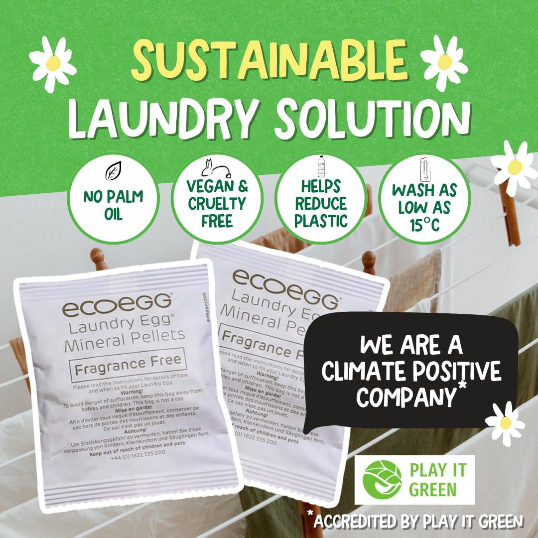 Ecoegg - Laundry Egg Refill Pellets | 50 Washes | Fragrance Free | Non-Bio & No Harsh Chemicals