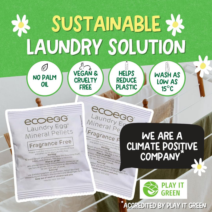 Ecoegg - Laundry Egg Refill Pellets | 50 Washes | Fragrance Free | Non-Bio & No Harsh Chemicals