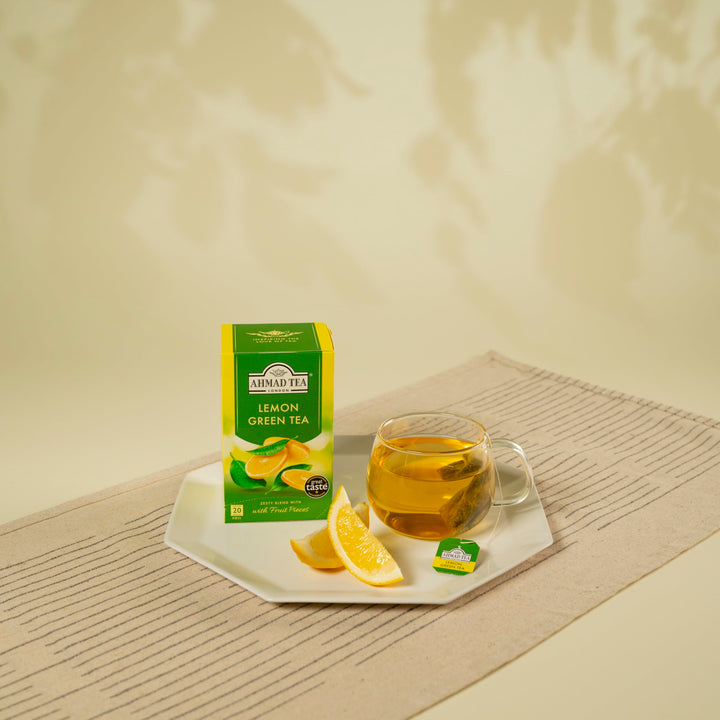 Ahmad Tea Lemon Vitality Green Tea | 20 Individually Foil-Wrapped Teabags | Fresh Citrus Green Tea Blend