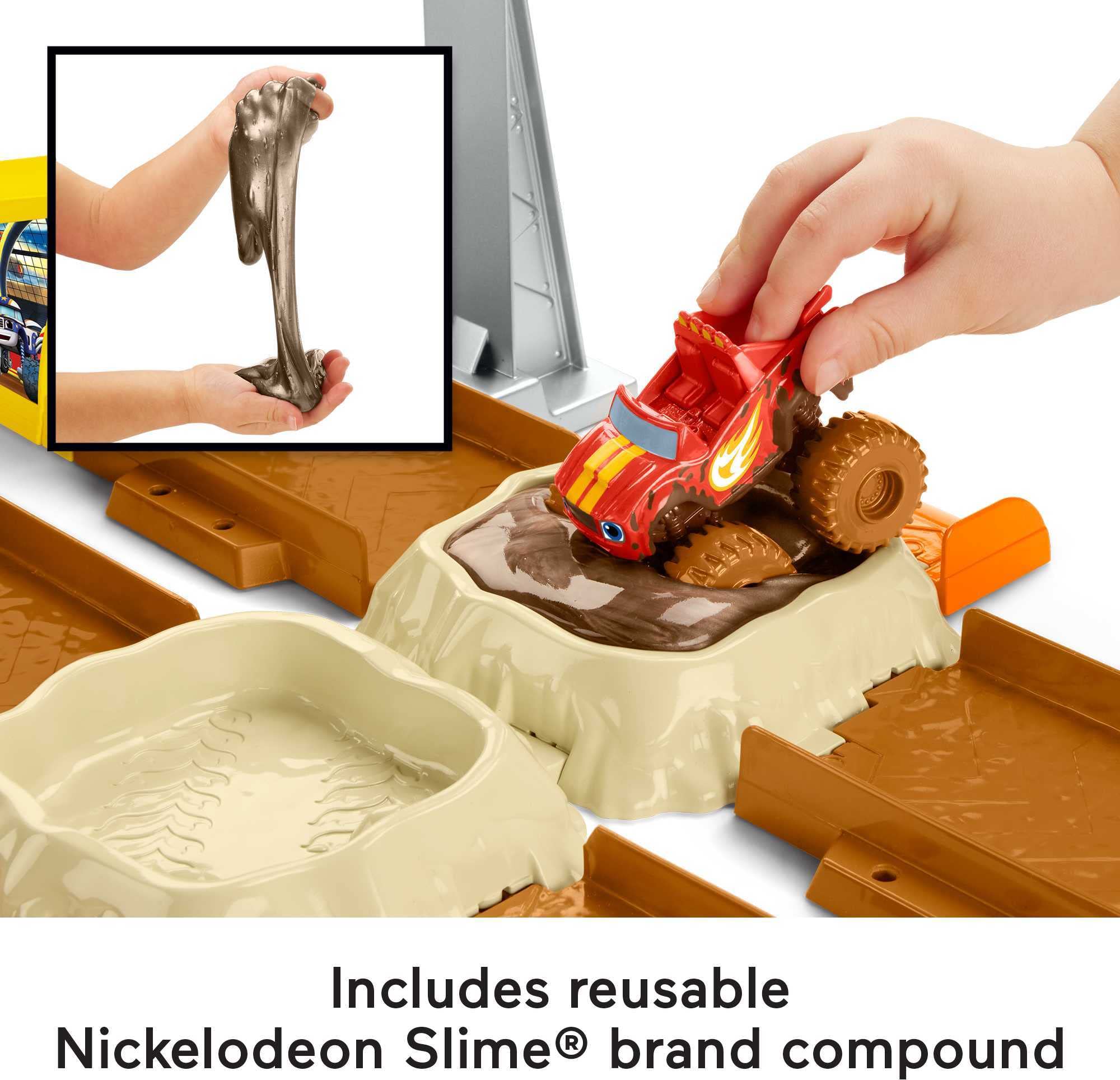 Fisher-Price Blaze and the Monster Machines Mud Pit Race Track - Reconfigurable Raceway with Slime & Launchers for Ages 3+ 7