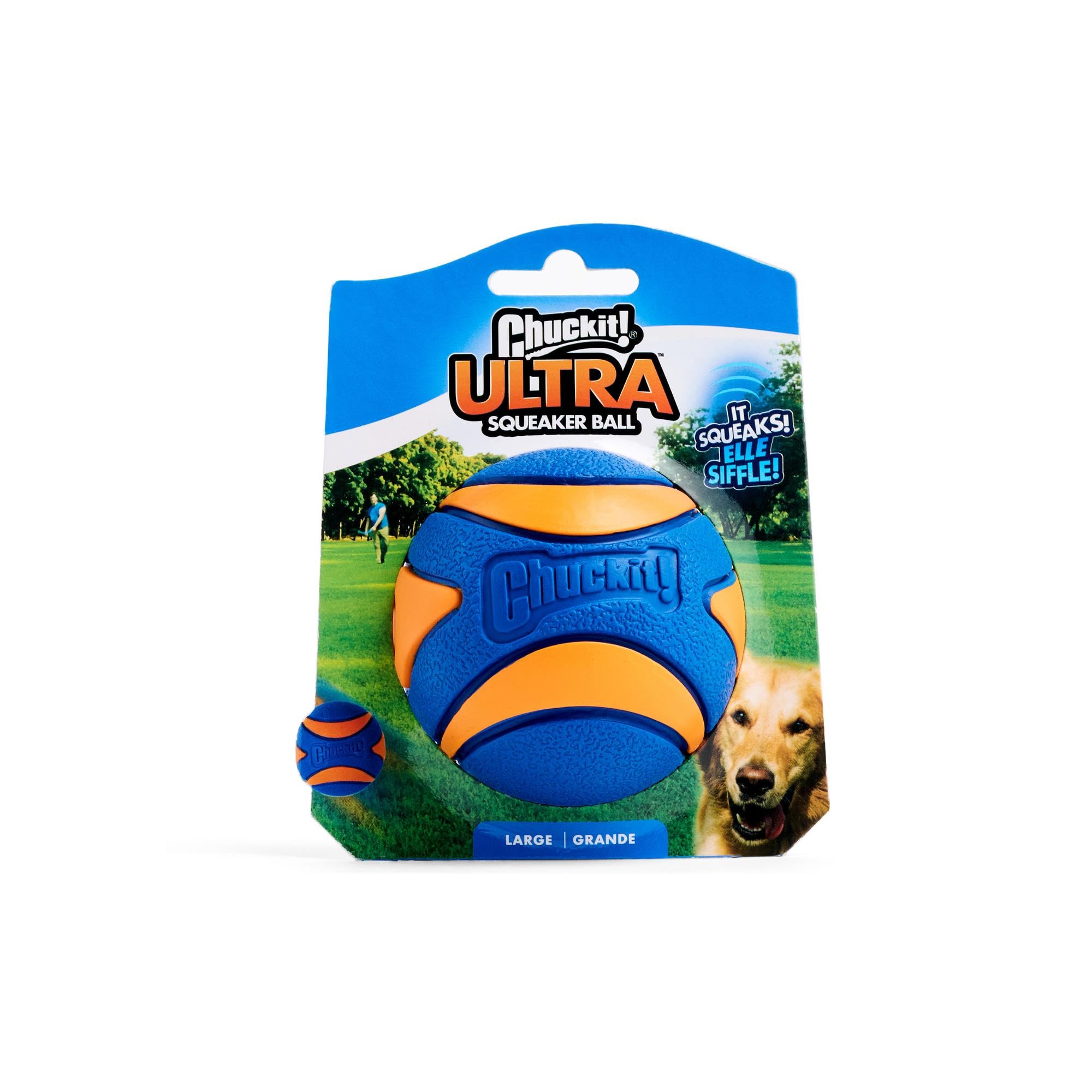 Chuckit! Ultra Squeaker Ball - Large Size, Durable Natural Rubber Fetch Toy | Floats 1