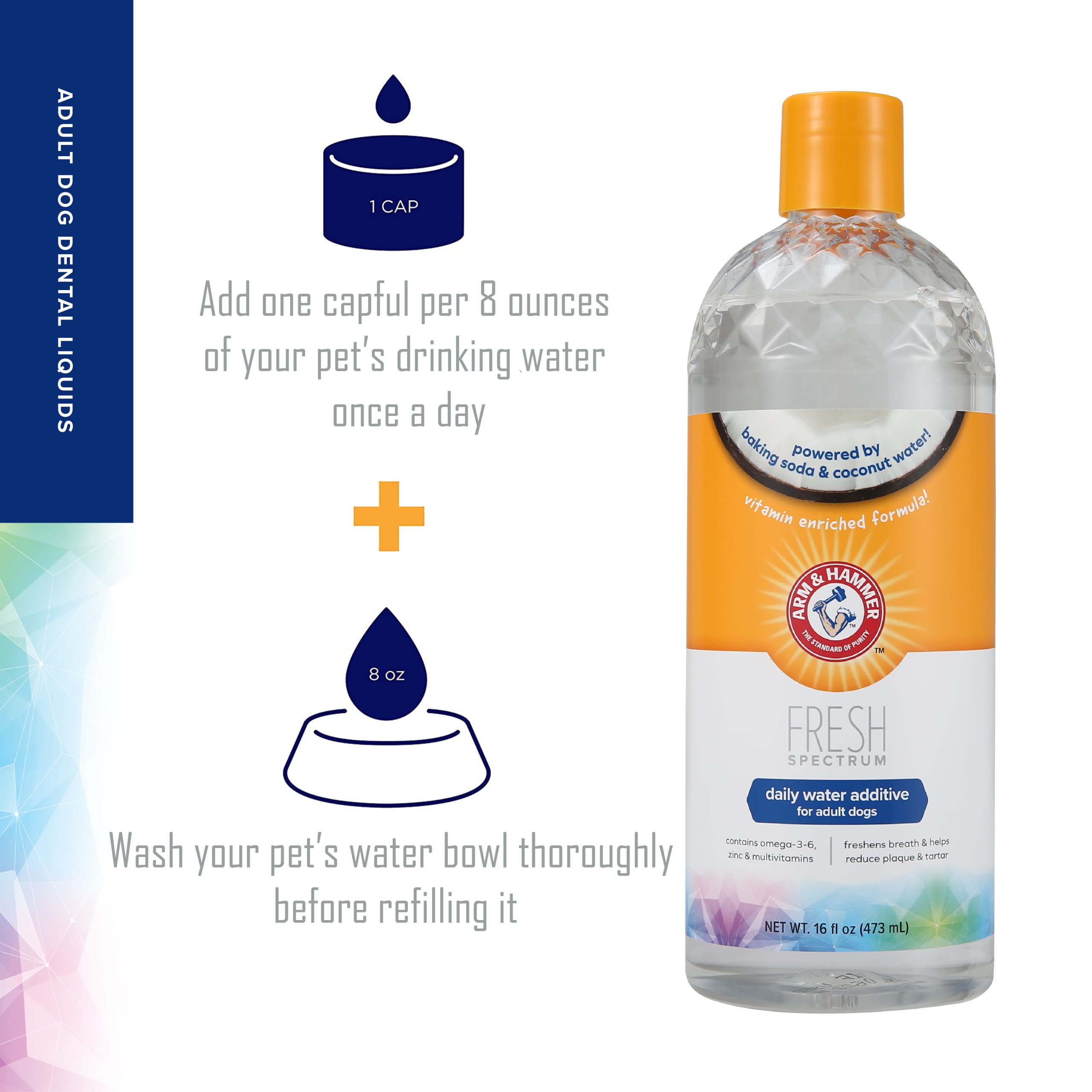 ARM & HAMMER Fresh Spectrum Coconut Mint Dog Water Additive - Plaque/Tartar Reduction | 473ml 6