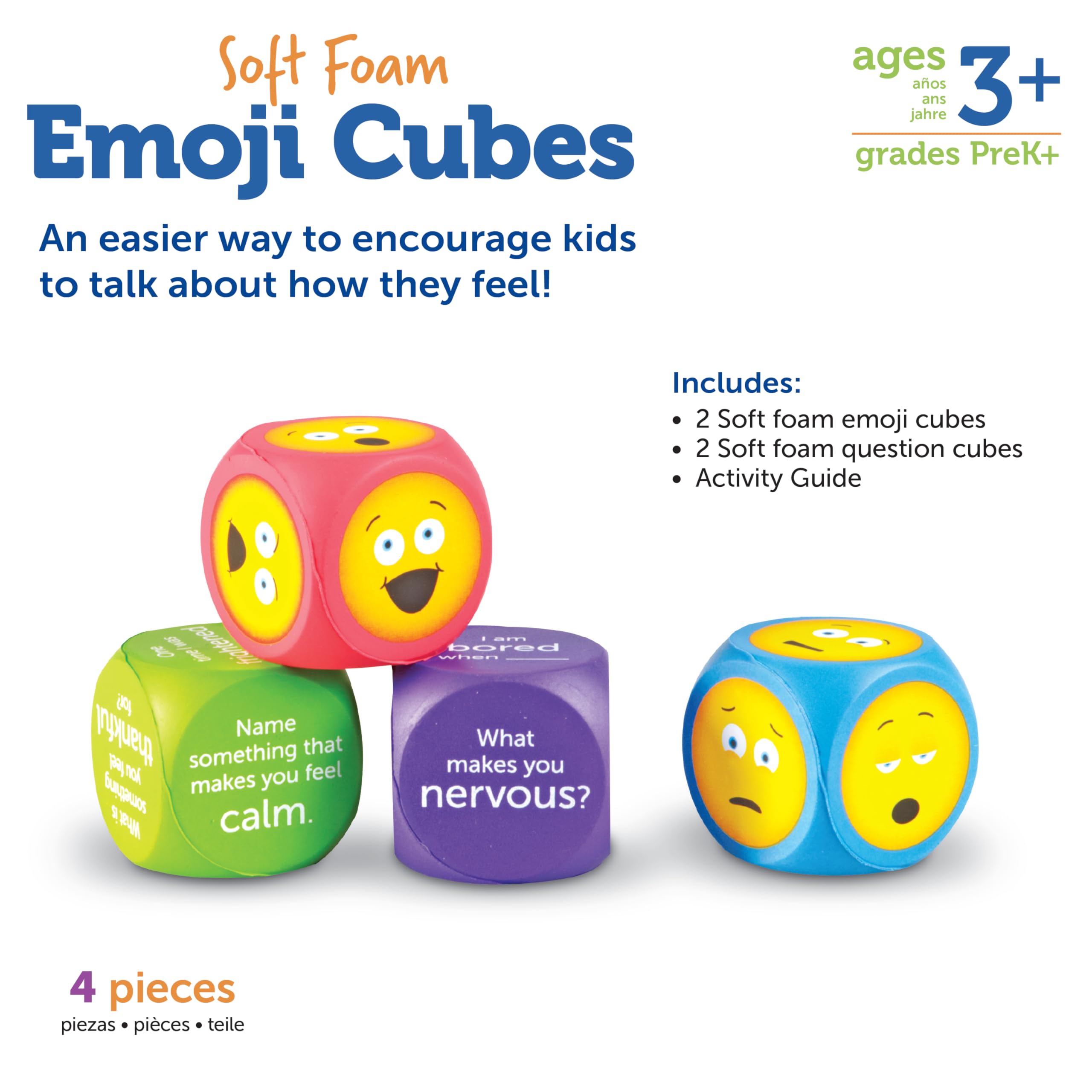Learning Resources Soft Foam Emoji Cubes - Ages 3+ | Set of 4 | Emotional Learning 6