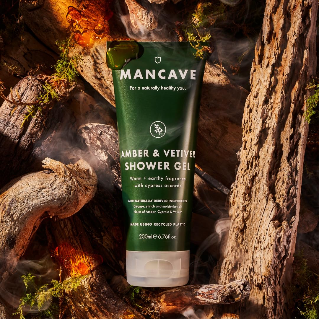 ManCave Amber Vetiver Shower Gel - 200ml | Natural Ingredients | Vegan