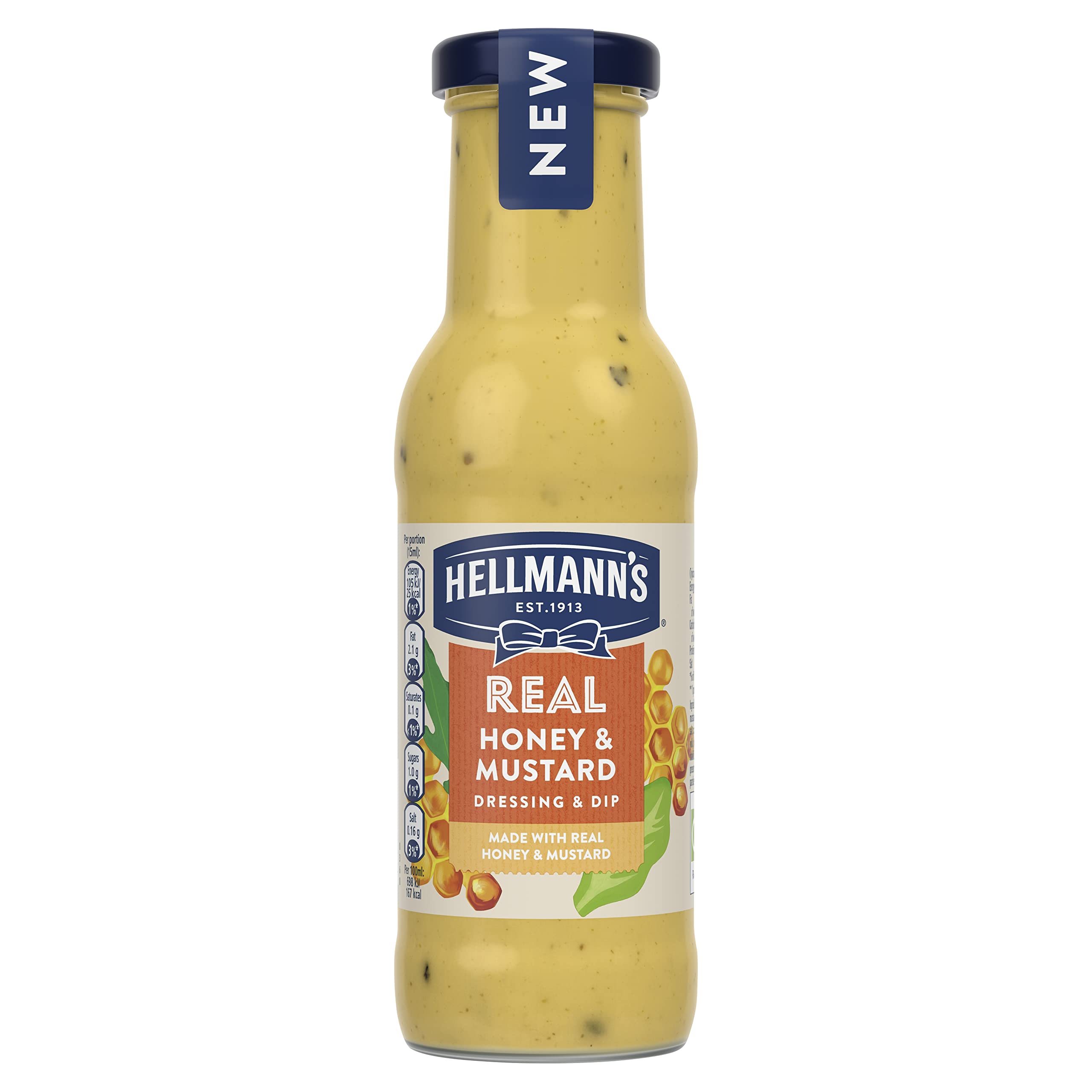Hellmann's Real Honey & Mustard Salad Dressing & Dip - 450g Creamy Condiment 1