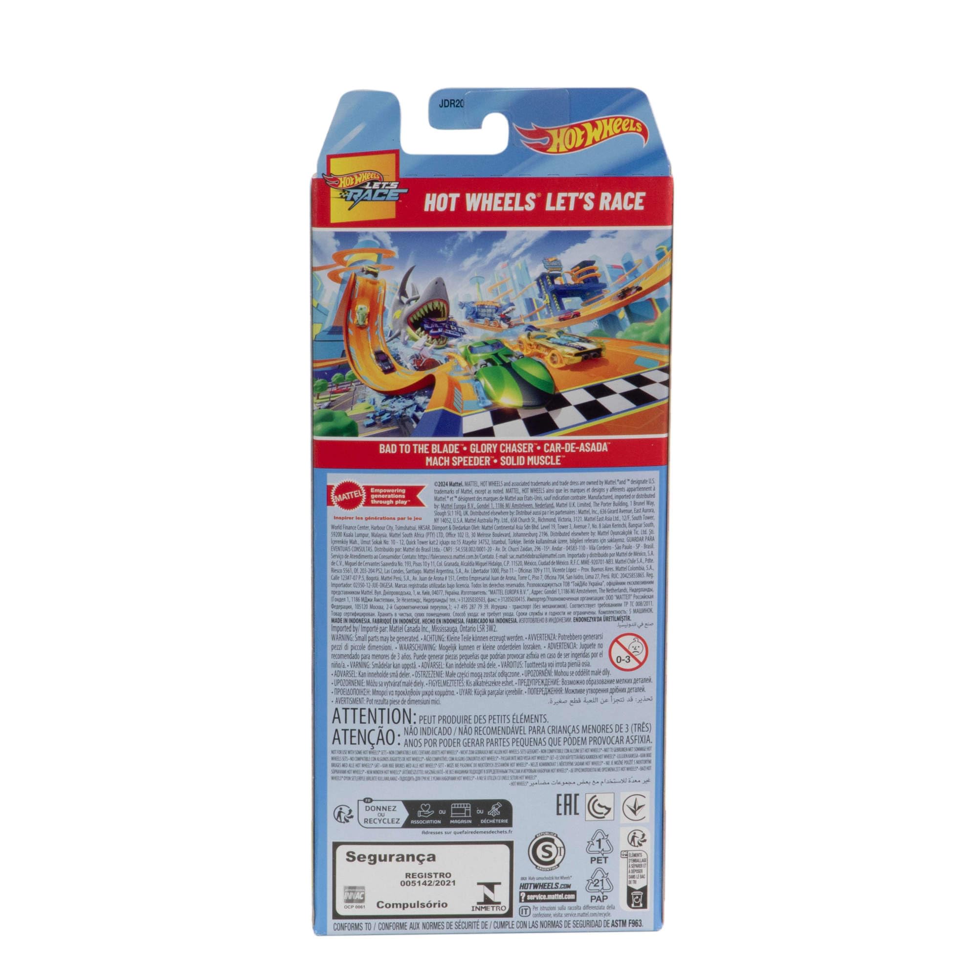 Hot Wheels 5-Pack Die-Cast Cars - 1:64 Scale Vehicles from Netflix Series Let’s Race, JDR20 5