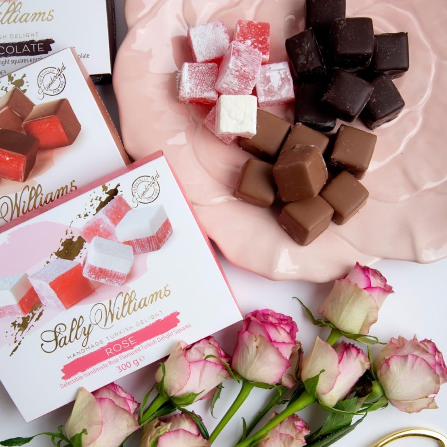 Sally Williams Luxury Dark Chocolate Enrobed Rose Turkish Delight, 300g 6
