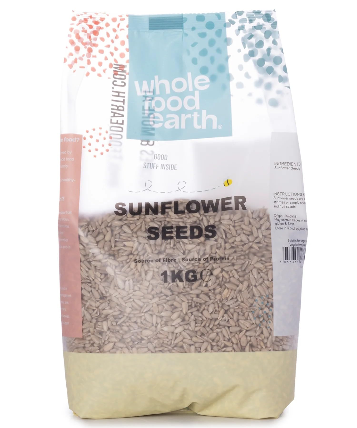 Wholefood Earth Organic Sunflower Seeds - 1kg Raw Kernels | Protein & Fibre Source