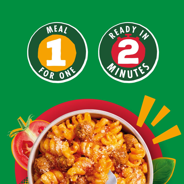 Dolmio Classics Meatballs Fusilli Ready Meal - 6x 250g Microwave Pasta with Tender Meatballs & Tomato Sauce