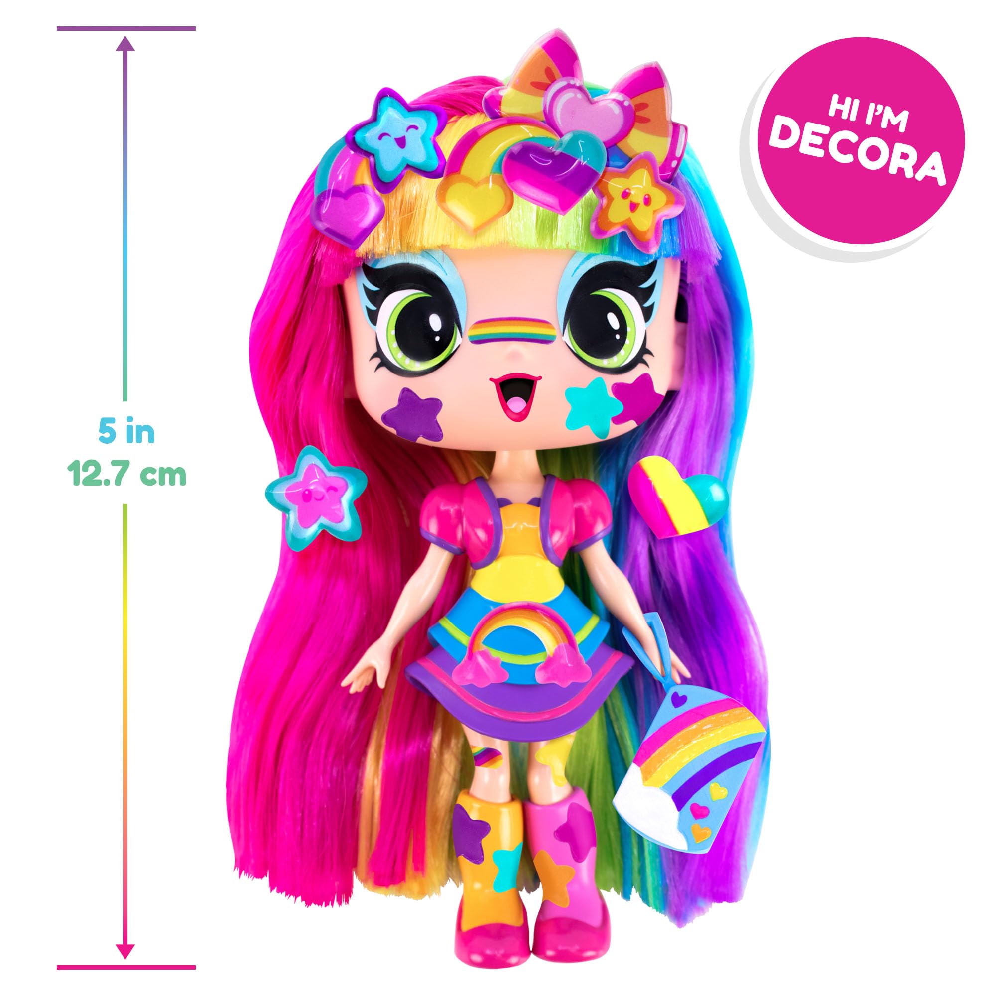 John Adams Decora Girlz 5" Sticker 'n' Style Fashion Doll - Collectible Vinyl Doll with 44 Accessories 3