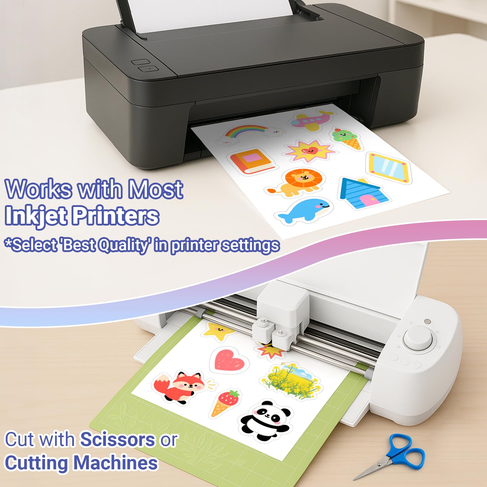 Euqvunn Matte White Inkjet Sticker Paper - A4, Water Resistant, 18 Sheets 4