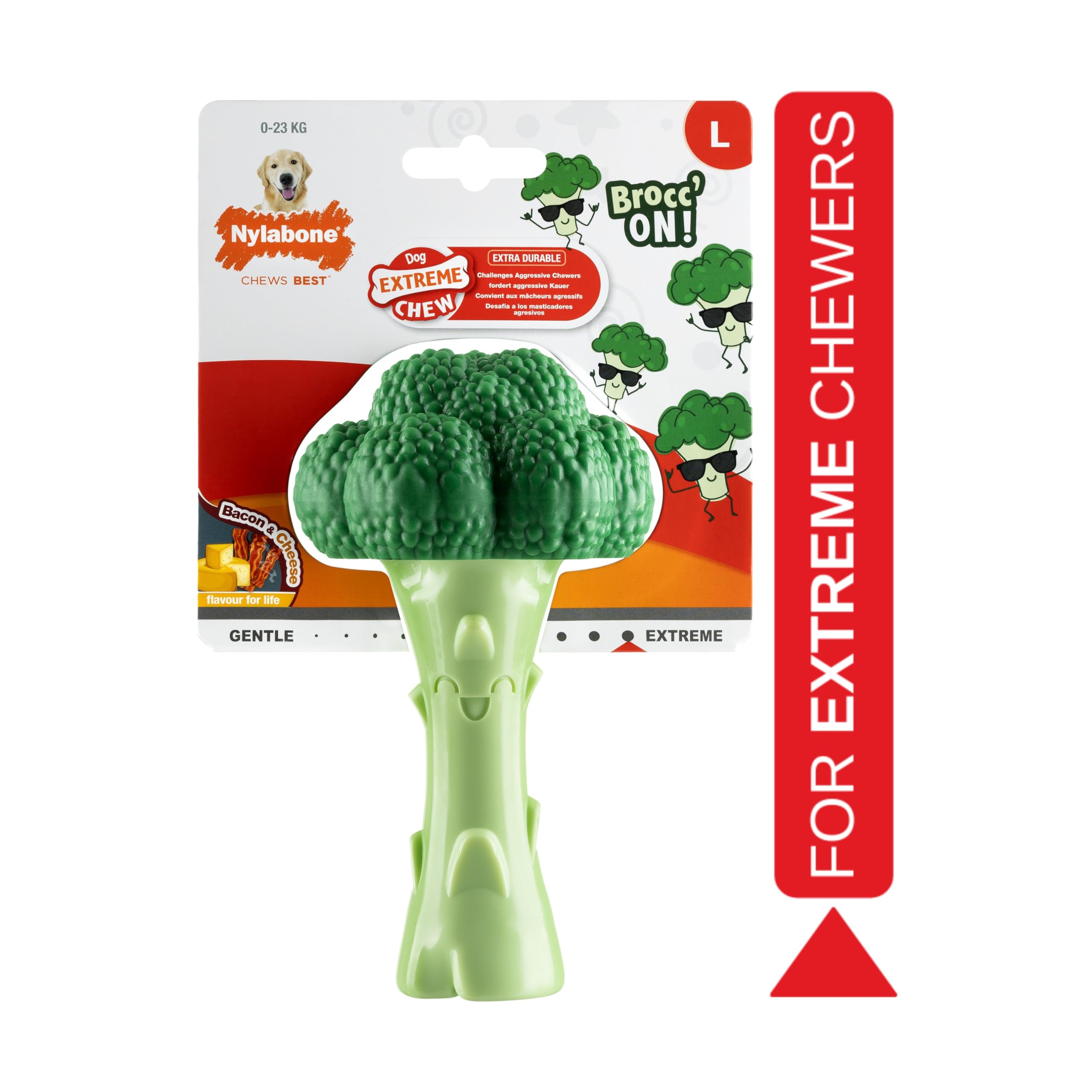 Nylabone Extreme Chewers Broccoli Dog Chew Toy - Bacon & Cheese Scent, Large 7