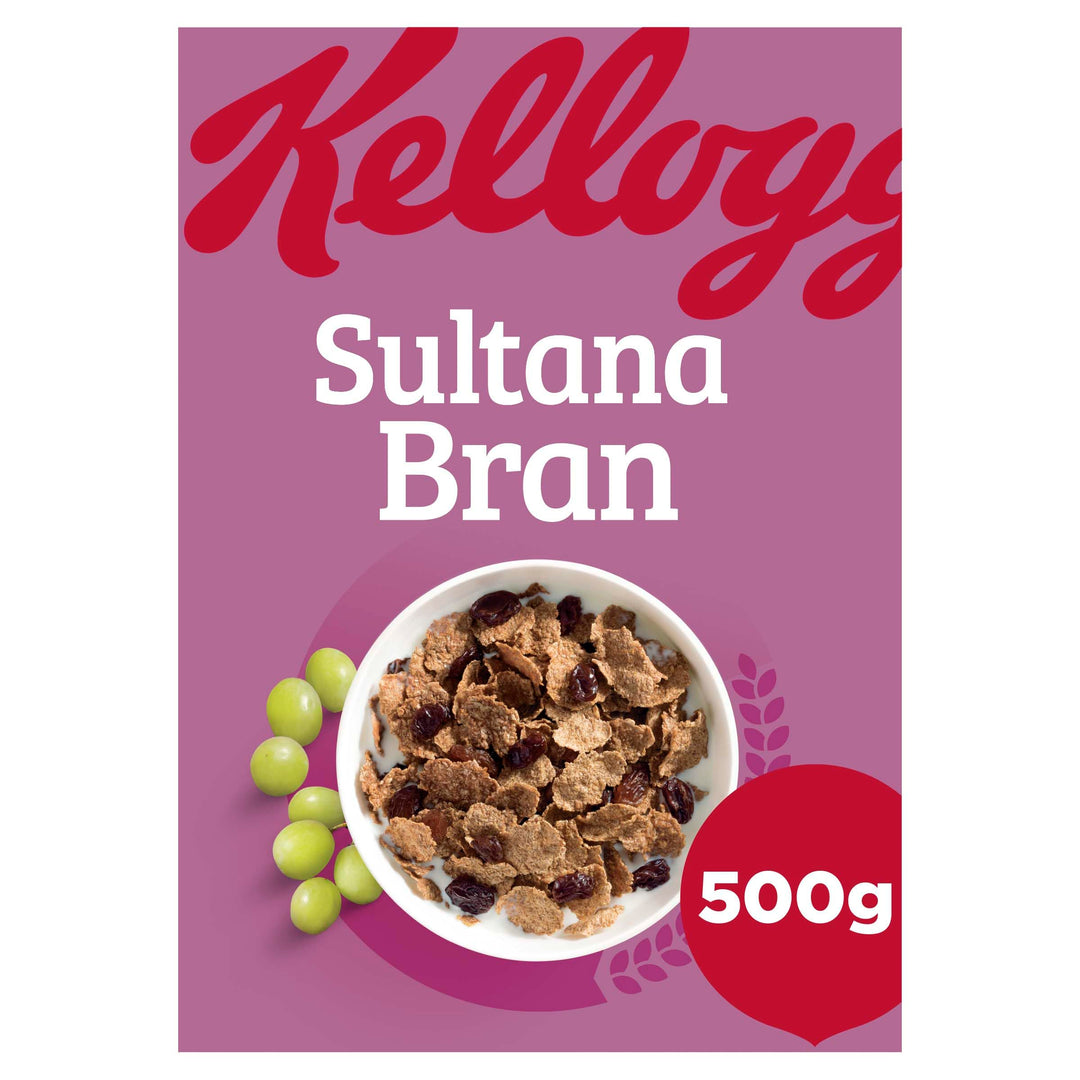 Kellogg's All-Bran Sultana Bran Cereal 500g with Whole Wheat Flakes & Sultanas