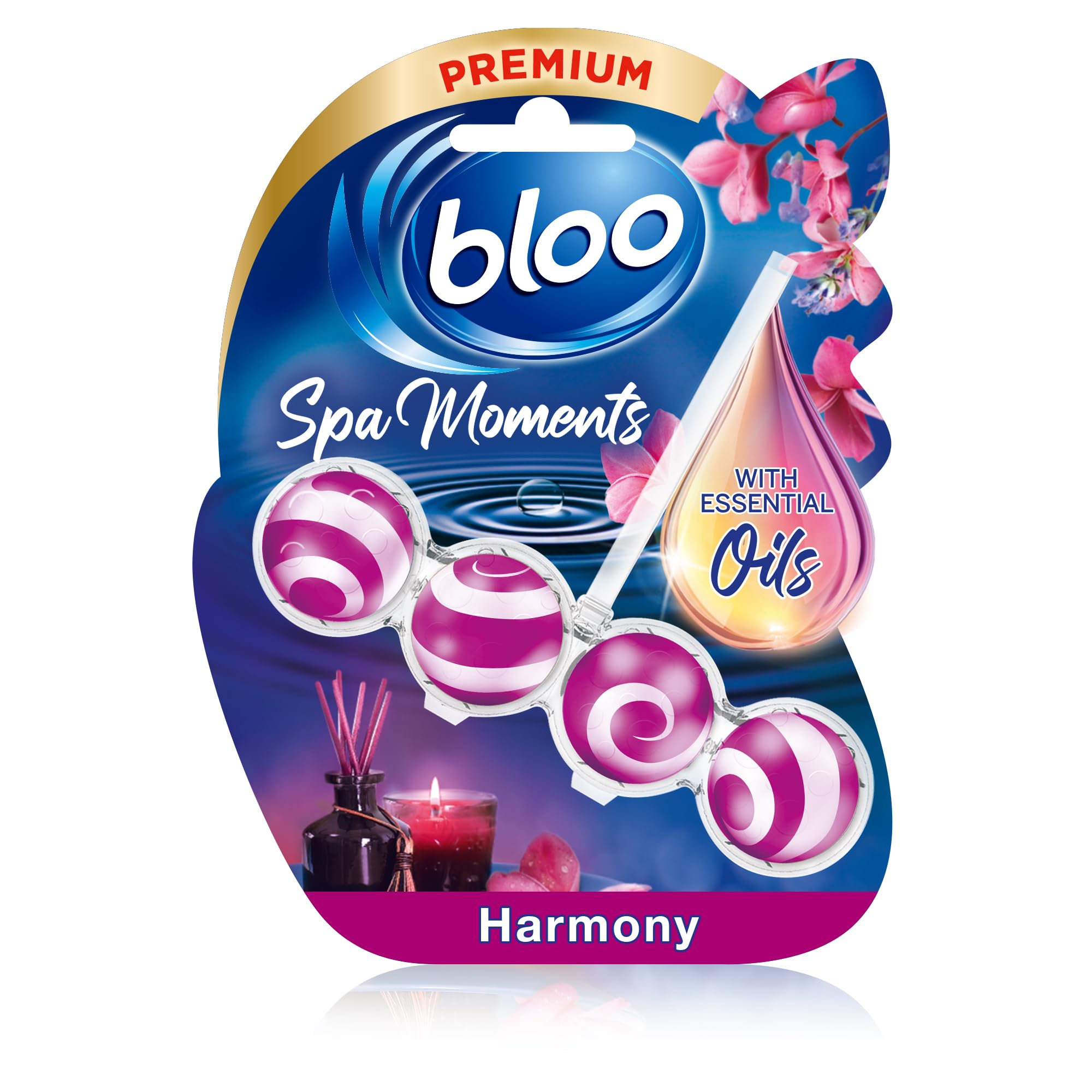 Bloo Spa Moments Harmony Toilet Rim Block Cleaner | 4-Function Formula | Prevents Limescale | 50g 1
