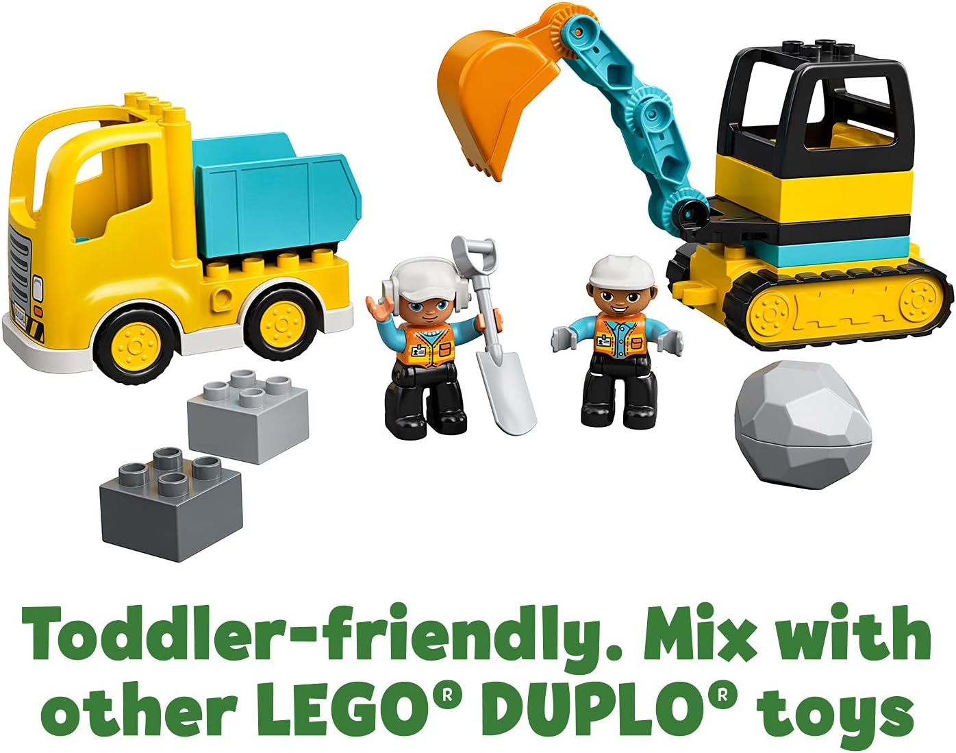 LEGO DUPLO Town Truck & Tracked Excavator Construction Playset for Toddlers 2+ 8