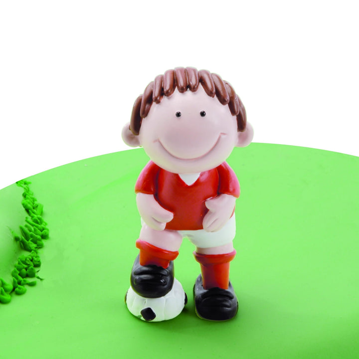 Anniversary House Football Cake Topper Keepsake Set, Red - 2-Piece Resin Cake Decoration with Happy Birthday Motto