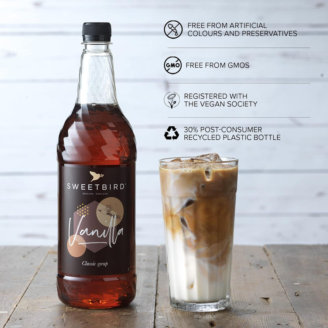 Sweetbird Vanilla Syrup | 1 Litre | Beverage Syrup for Coffee & Drinks