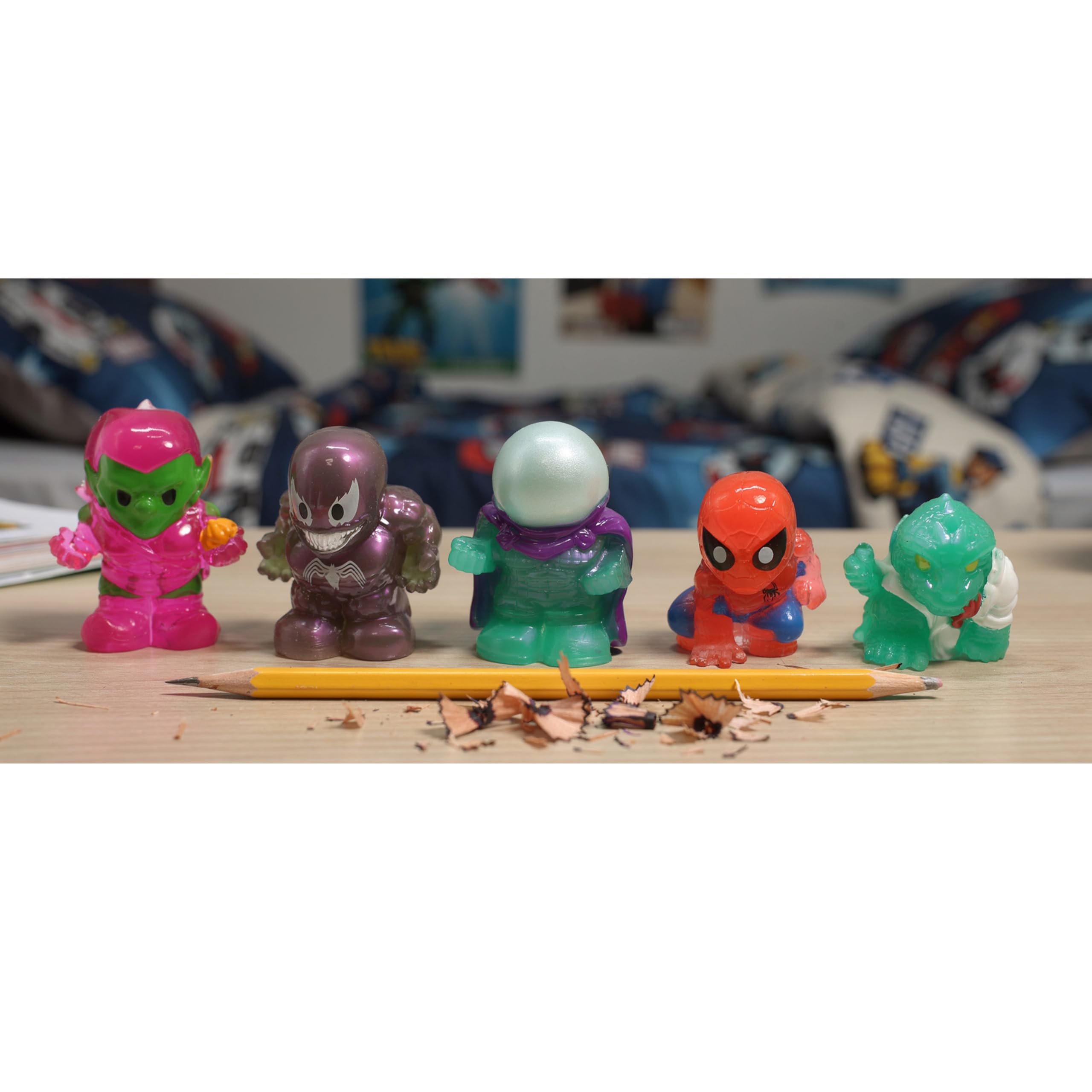 Giochi Preziosi Ooshies Spider-Man Collectibles 5 Pack Pencil Toppers - Chance of Rare Gold Pack 3