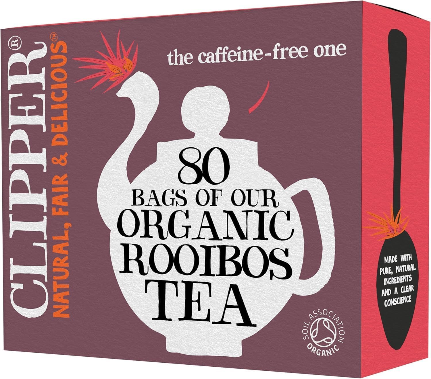Clipper Organic Redbush Tea - 80 Caffeine Free Rooibos Teabags | 180g | Natural Antioxidants