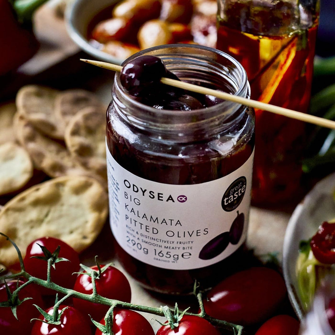 Odysea Big Kalamata Pitted Olives, Glass Jar, 290g