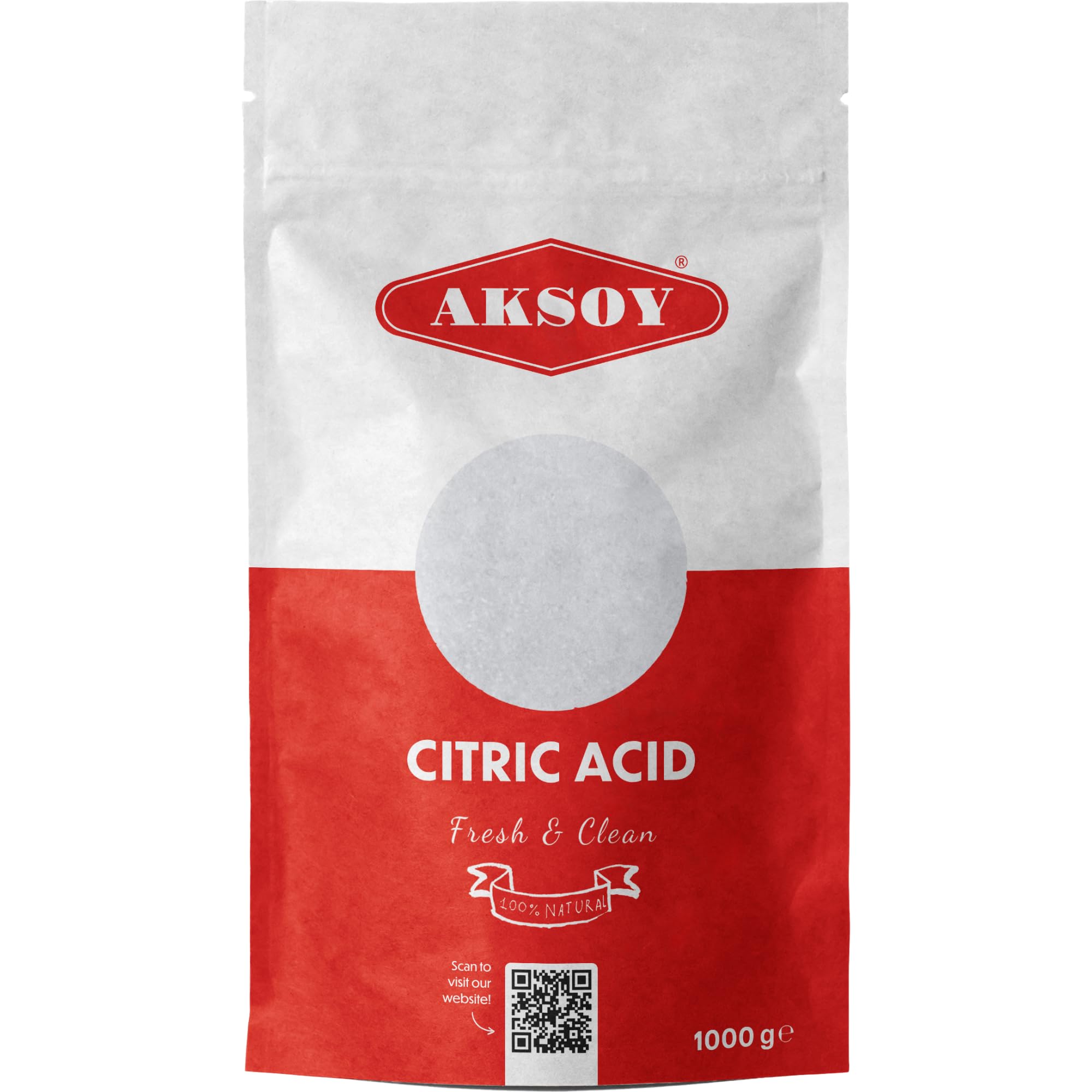 AKSOY - Citric Acid Food Grade 1000g | Non-GMO, for Bath Bombs, Sour Drinks, Cleaning & Canning 10