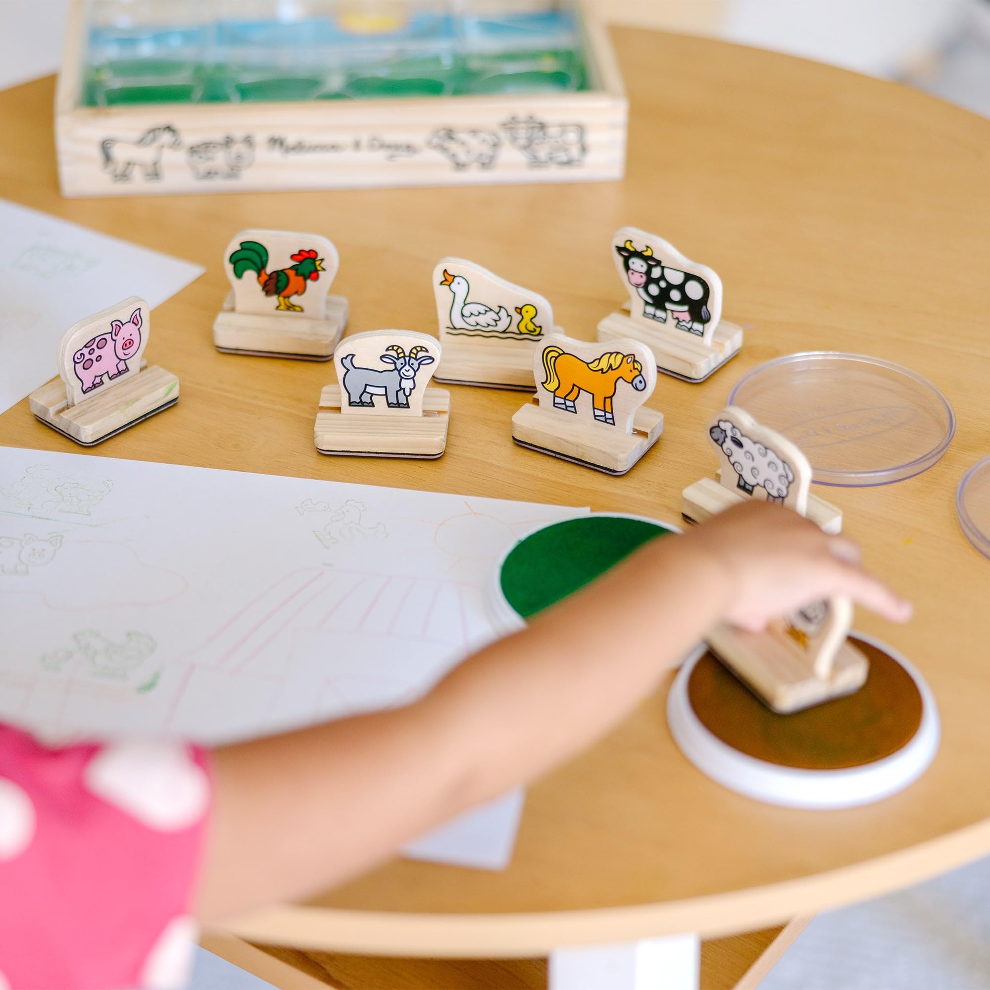 Melissa & Doug My First Wooden Stamp Set - Farm Animals | Easy-Grip Handles | Ages 3+ 2
