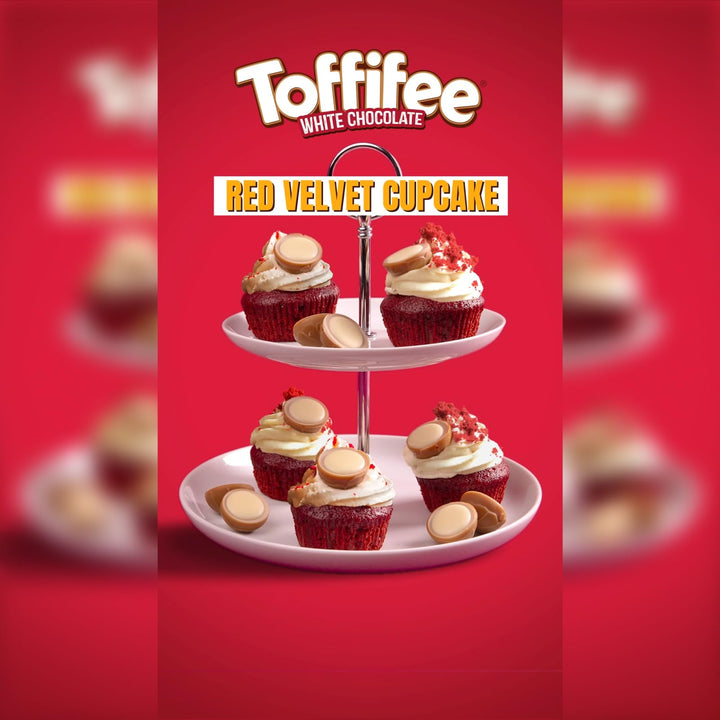Toffifee White Chocolate Chewy Caramel Cups with Hazelnut & Smooth White Chocolate - 15 Pieces