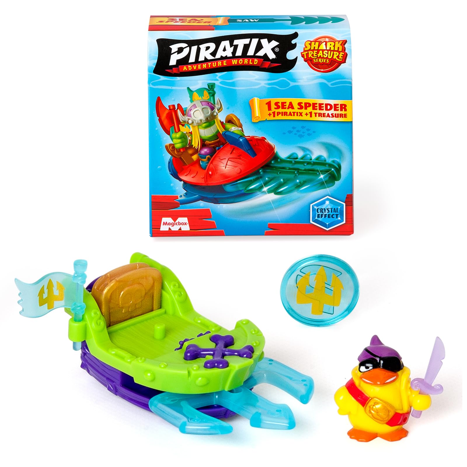 PIRATIX ADVENTURE WORLD Shark Treasure Series Sea Speeder Collectible Boat | Multicolor | Ages 3+