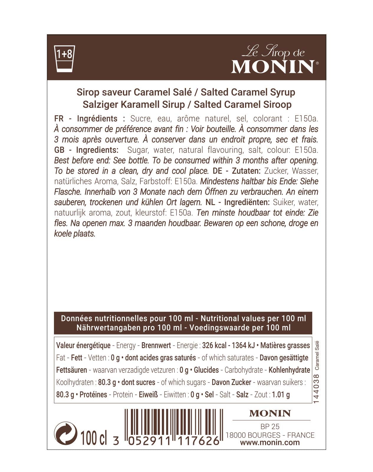 Monin Salted Caramel Sirup 1L – Premium-Getränkesirup für Kaffee, Cocktails und Mocktails 5