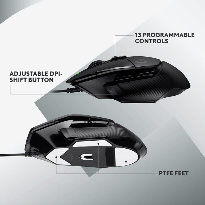 Logitech G G502 X Wired Gaming Mouse - Black with LIGHTFORCE Hybrid Optical-Mechanical Switches