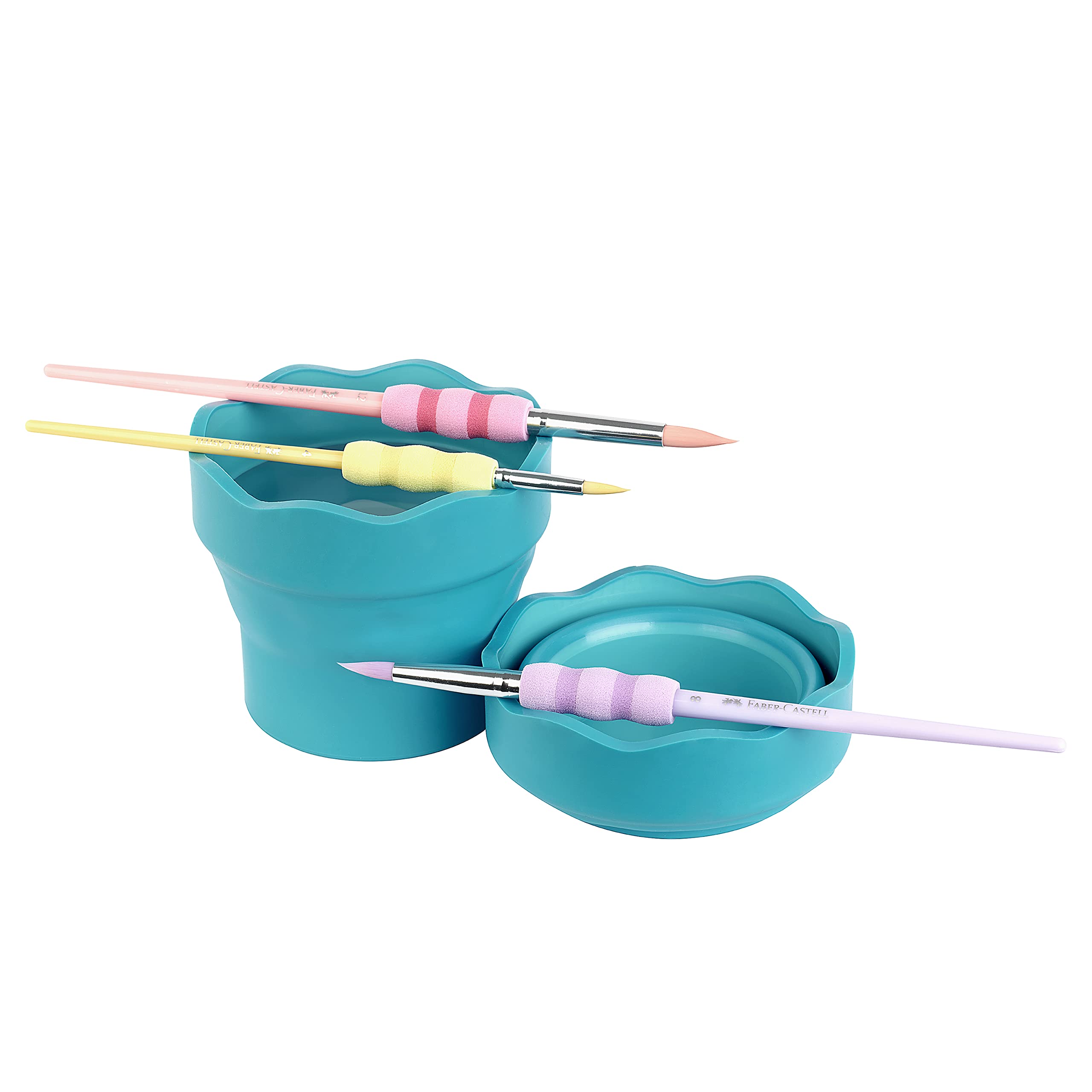 Faber-Castell Clic&Go Water Cup - Practical Folding Design | Turquoise | Plastic