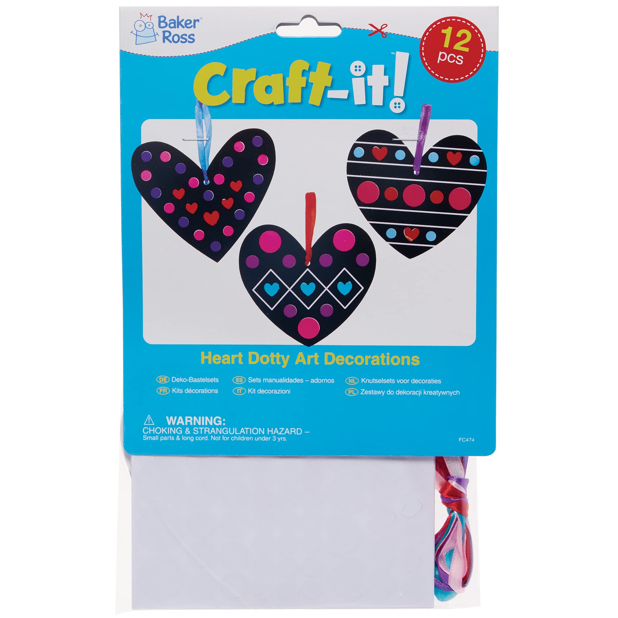 Baker Ross Heart Dotty Art Decorations - Pack of 12, Valentines Crafts for Kids Ages 3+ 7