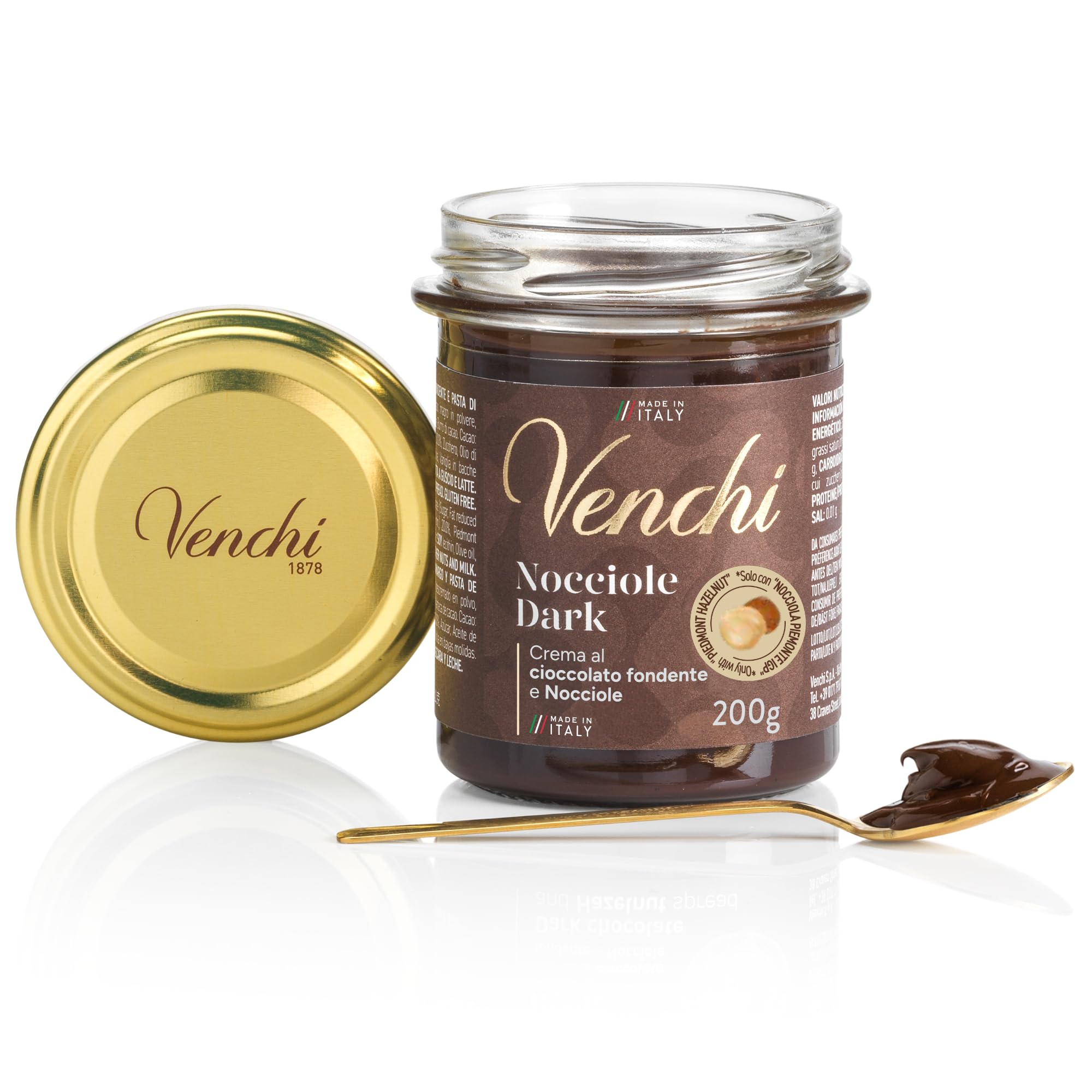 Venchi Dark Chocolate and PGI Piedmont Hazelnut Spread - Gluten Free | 200g