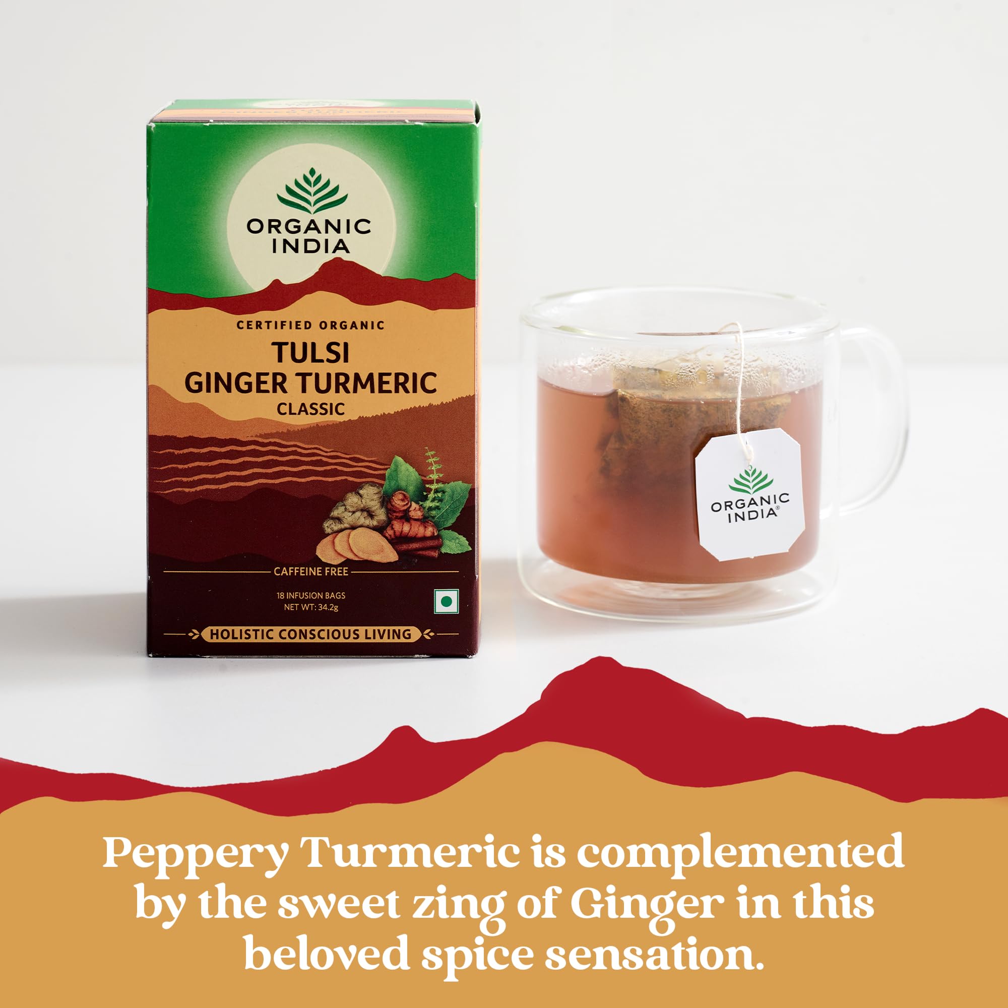Organic India Tulsi Ginger Turmeric Tea, Caffeine-Free, Certified Organic Herbal Tea 5
