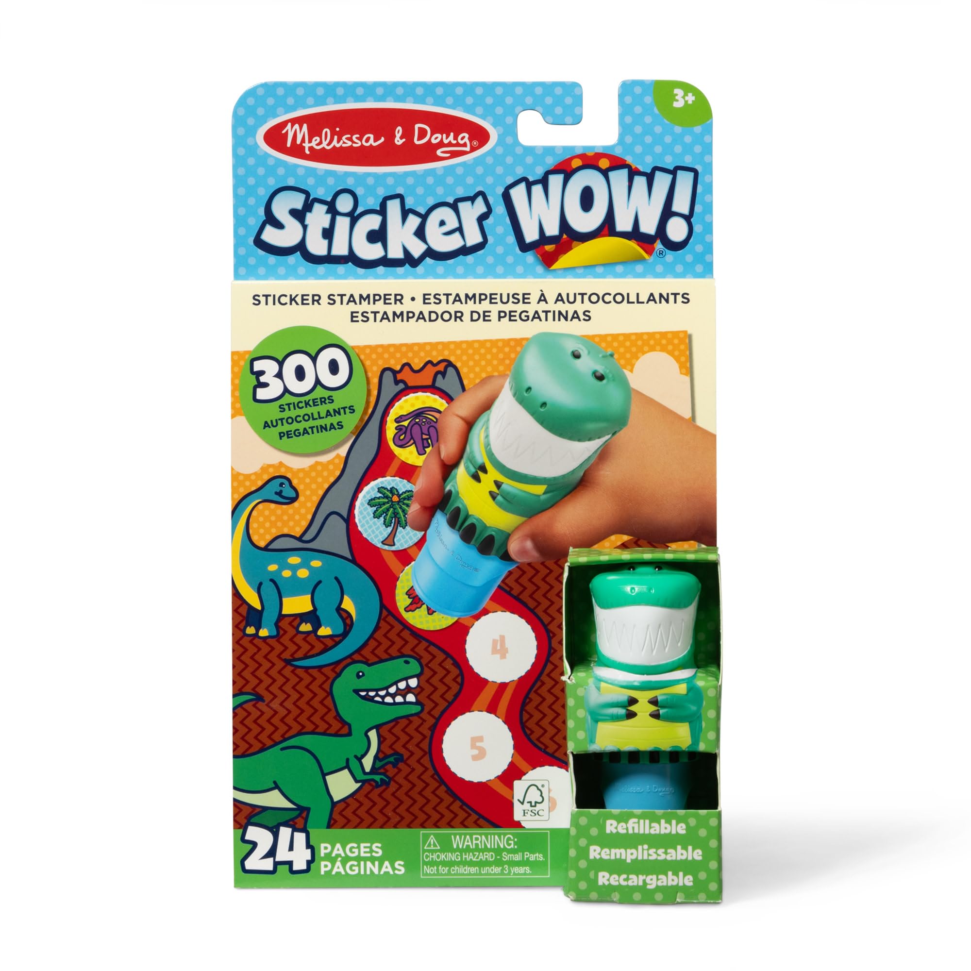 Melissa & Doug WOW Sticker Stamper & Activity Pad - Dinosaur Theme | Age 3+ | Mess-Free Play 1