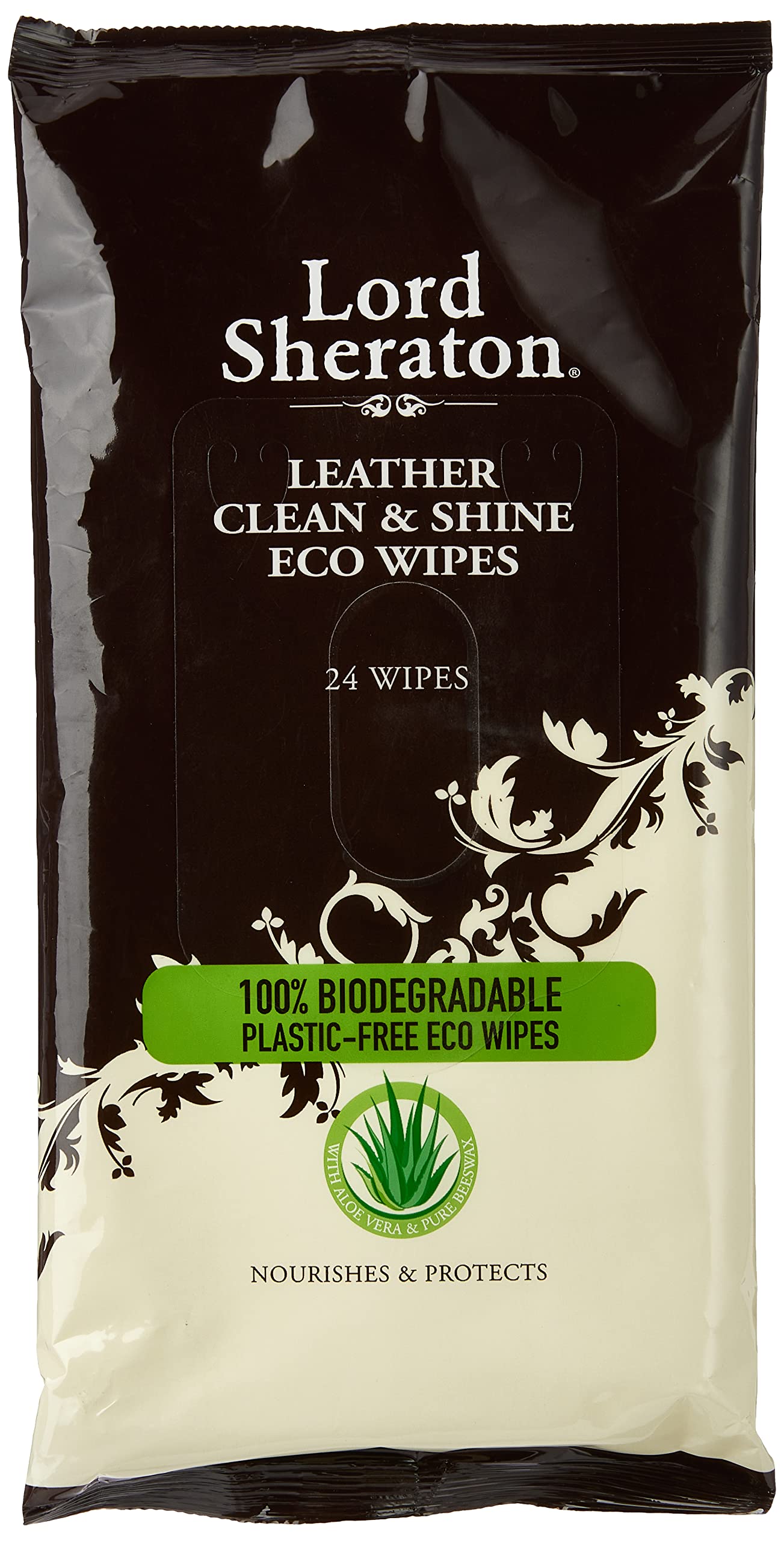 Lord Sheraton Leather Eco Wipes - 24 Count Pack | Aloe Vera Scented | Cleans & Shines