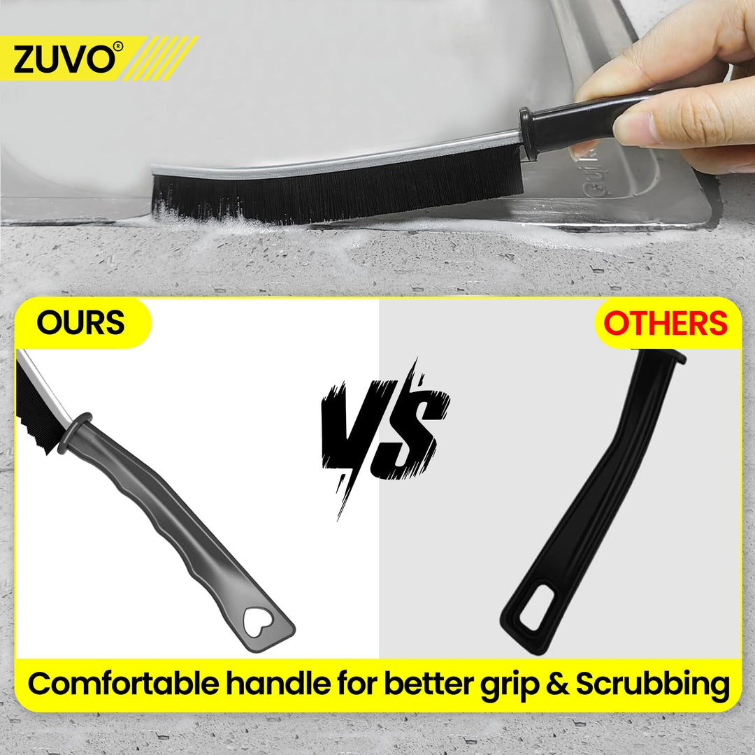 Zuvo Crevice Brush Set (2 Pack) – Hard Bristle Cleaning Tool for Grout, Gaps & Tight Spaces
