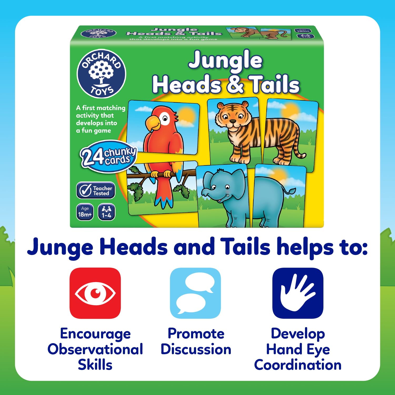 Orchard Toys Jungle Heads and Tails Card Game - 2-in-1 Matching & Memory Game for Toddlers 11