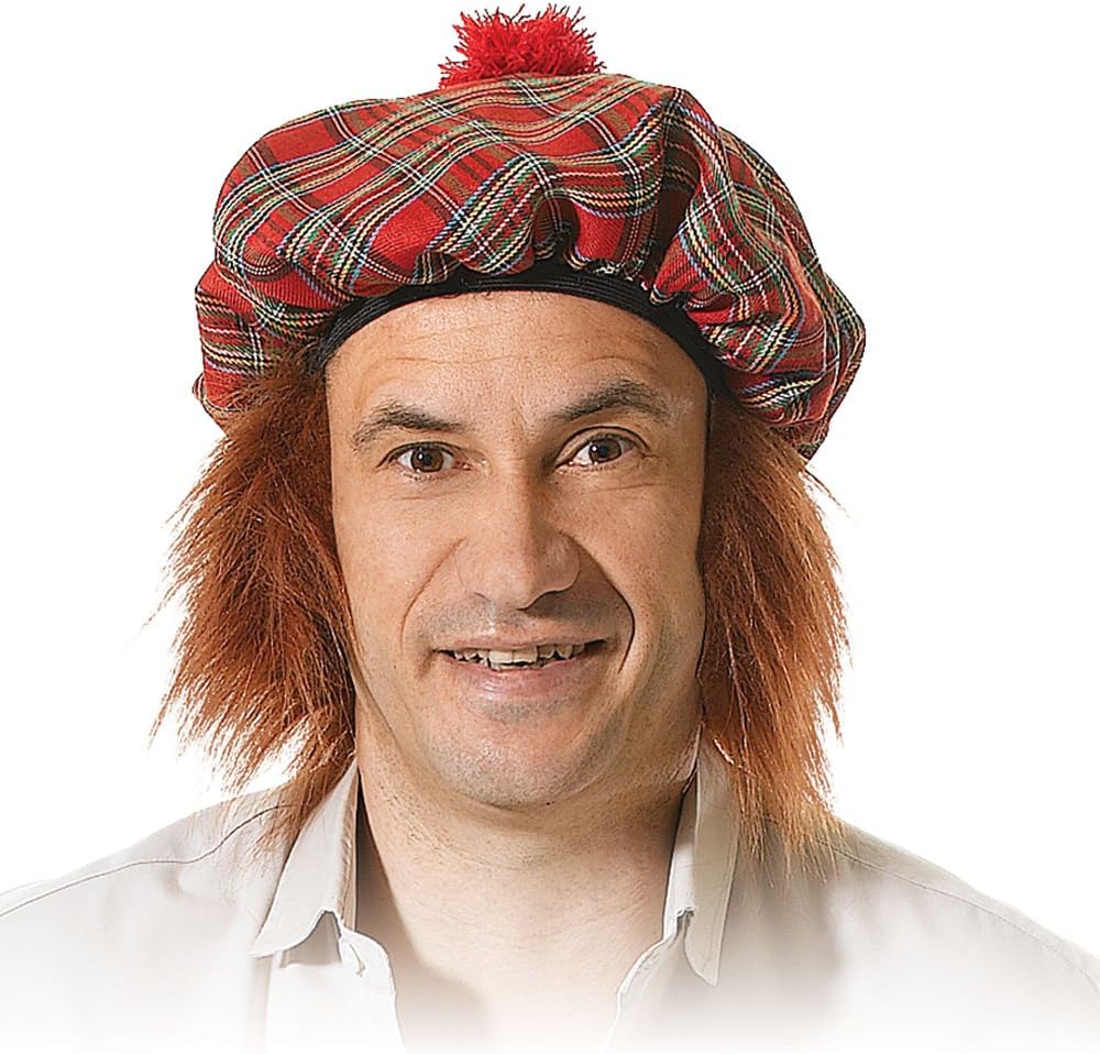 Bristol Novelty BH124 Scots Tartan Hat with Ginger Hair, Mens, One Size 1