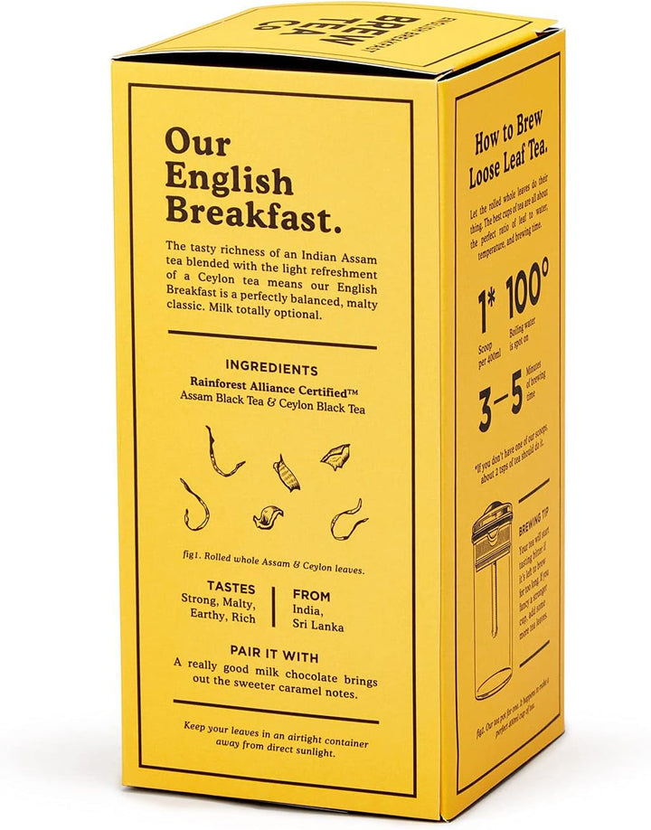 Brew Tea Co English Breakfast - Strong and Malty - 113g Loose Leaf Tea