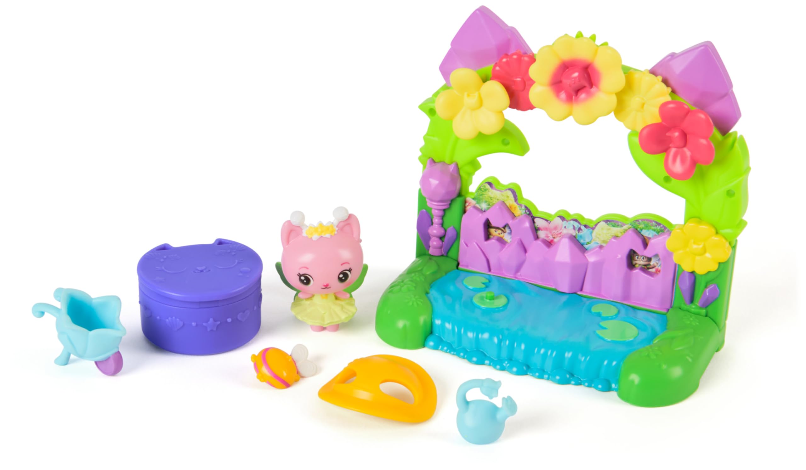 Queen Kitty Fairy's Garden Balcony Playset - 7-Piece Movie-Themed Dollhouse Accessory for Kids 3+ 2