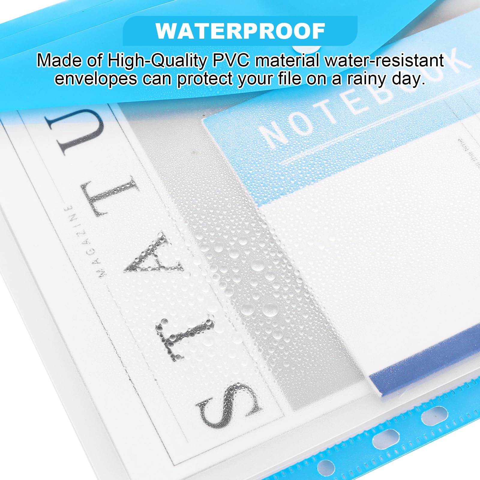 ASelected 12 Pcs A4 Plastic Wallets with Popper Closure | 6 Assorted Colors | 50 Sheet Capacity 3