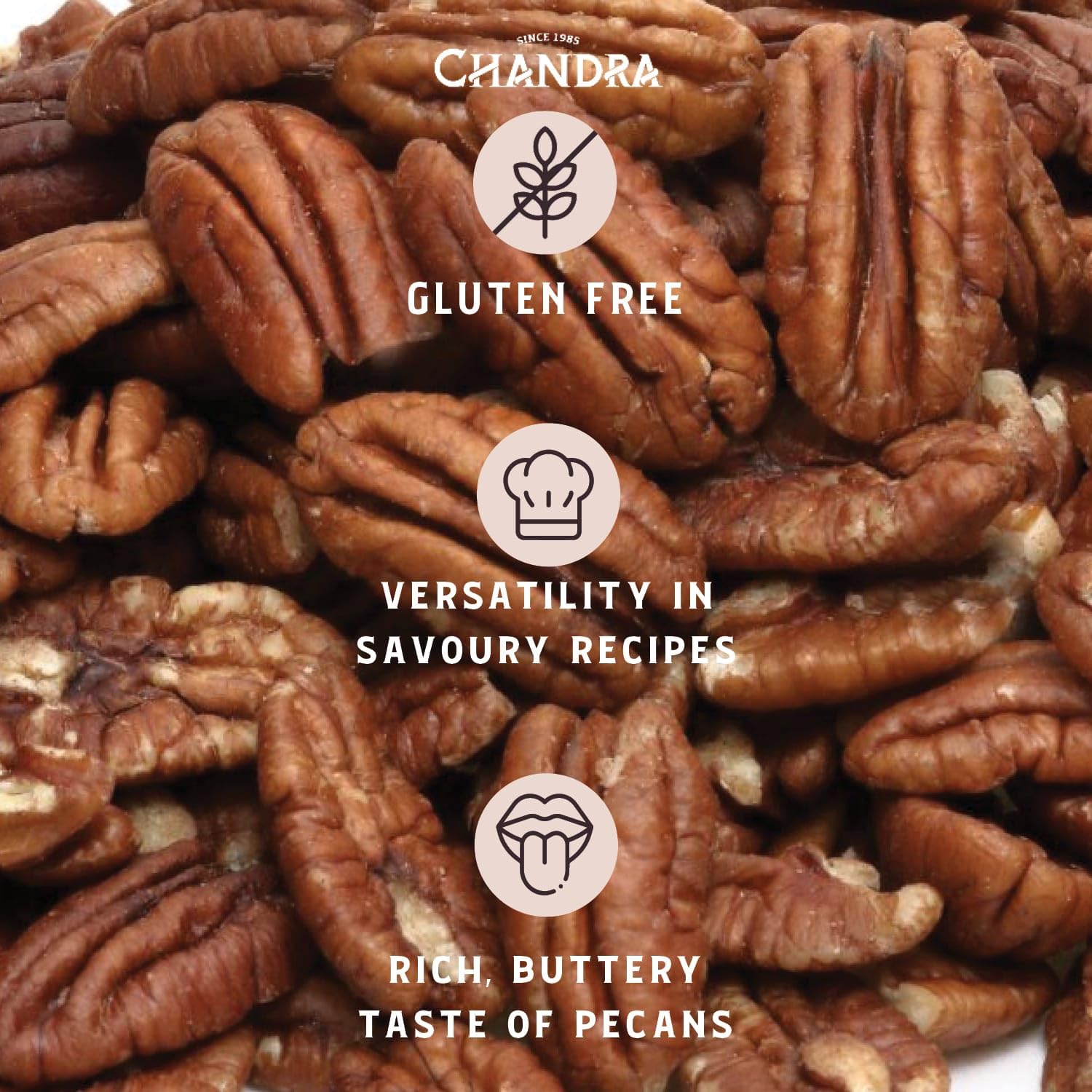 CHANDRA Pecan Nuts - 1kg Bag | Whole, Raw, Gluten-Free, Keto-Friendly 4
